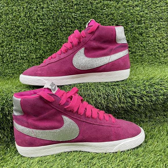 Nike Blazer Mid Premium Suede Pink Silver White Trainers Size UK 5 615898-620 - Picture 2 of 8
